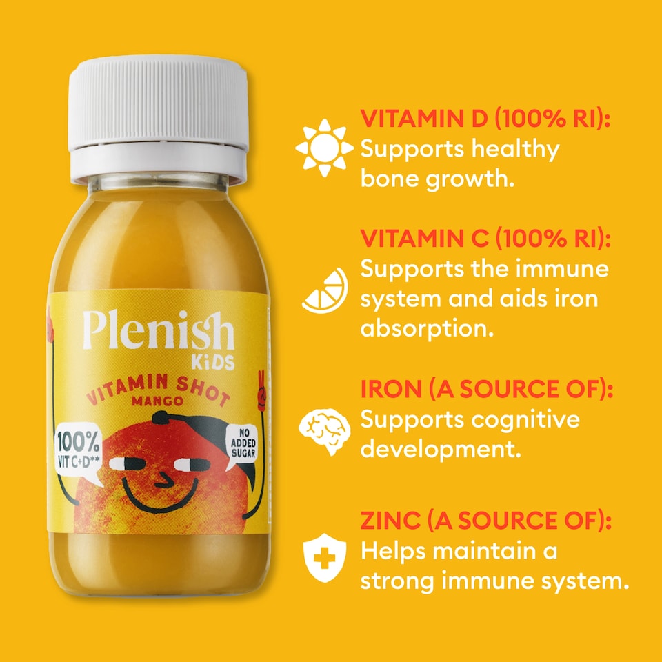 image 1 of Plenish Kids Mango Vitamin Shots 4x60ml