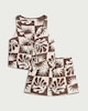 image 4 of F&F 2-Piece Palm Print Waistcoat Short Pyjama Set in Multi Brown
