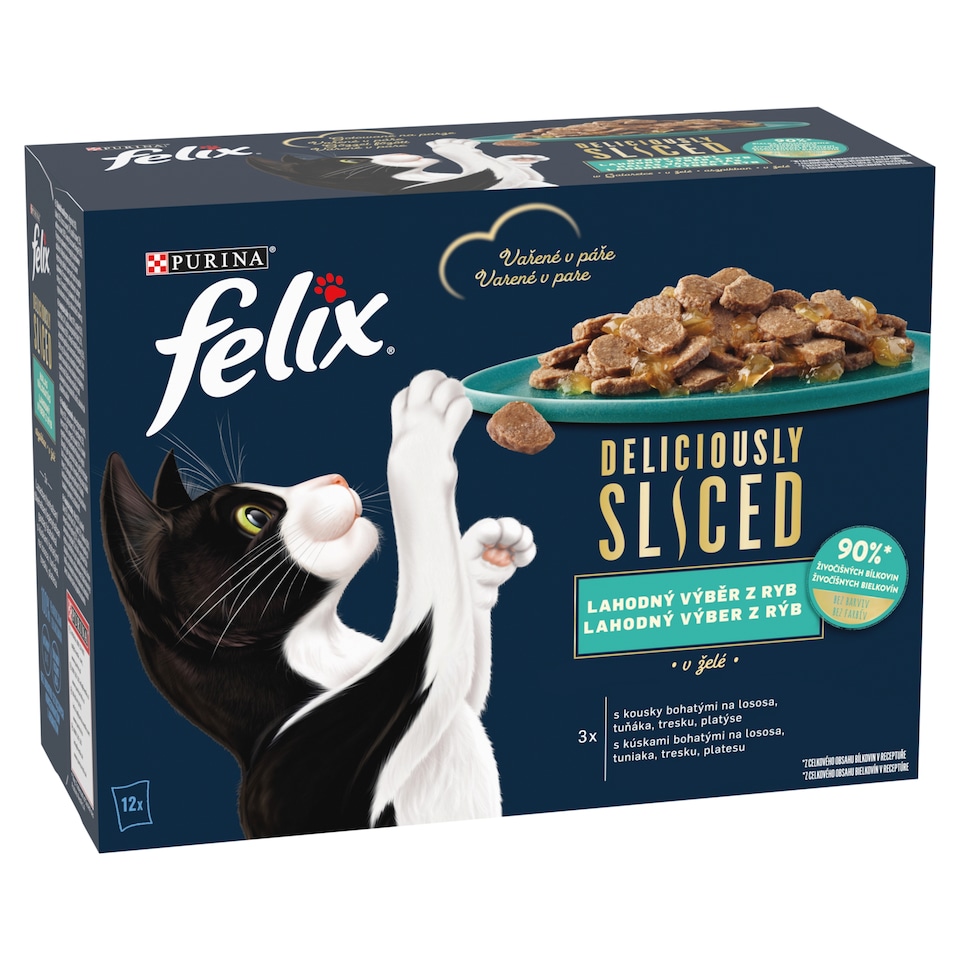 image 1 of Felix Deliciously Sliced Pouches for Cats Salmon, Tuna, Cod, Flounder in Jelly 12 x 80g