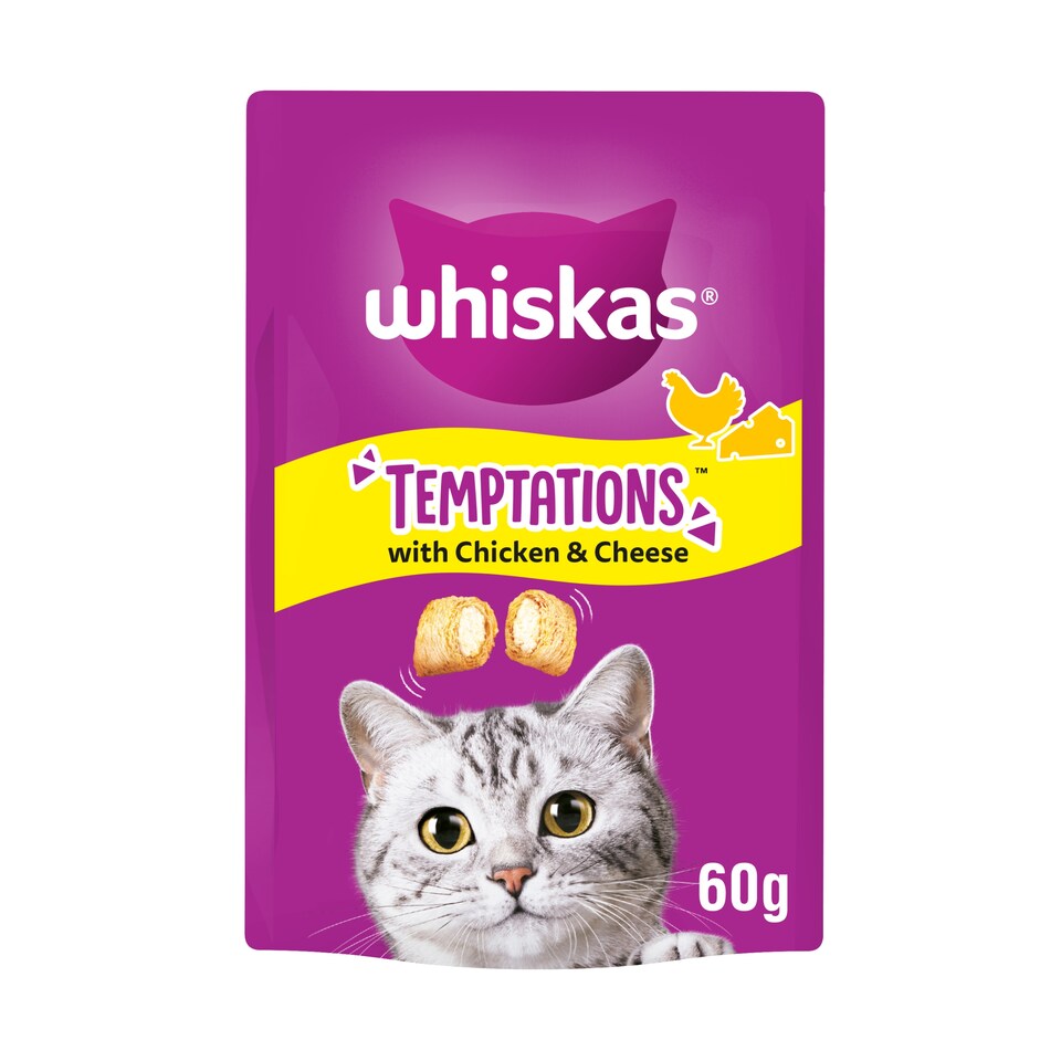 image 1 of WHISKAS Temptations Cat Treats with Chicken & Cheese 60g