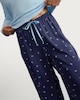 image 1 of F&F Ribbed Scoop Neck Bow Print Pyjama Set in Multi Blue