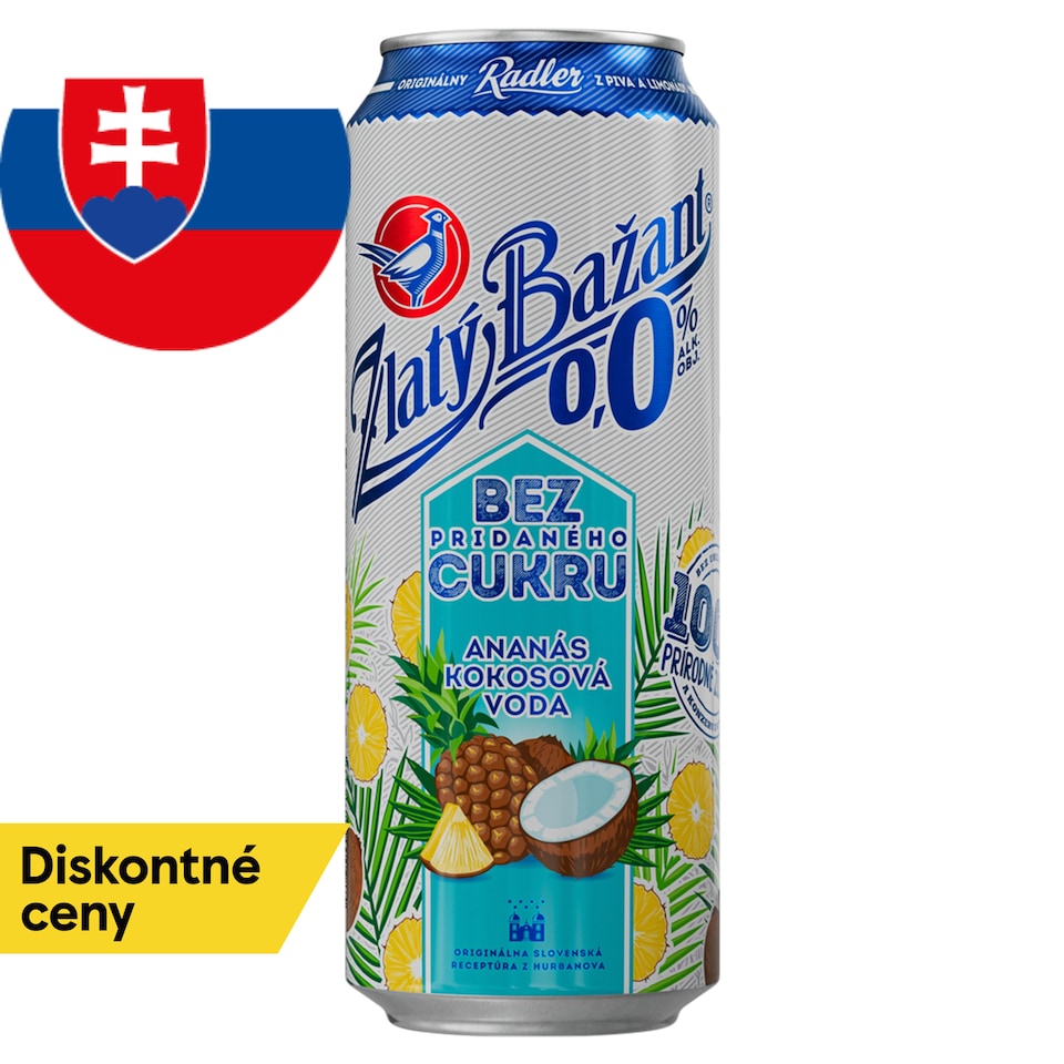 Zlatý Bažant Radler 0,0% Ananás & Kokosová voda plechovka 500 ml