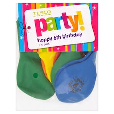 Tesco Party Balloons Age 6 10 Pack