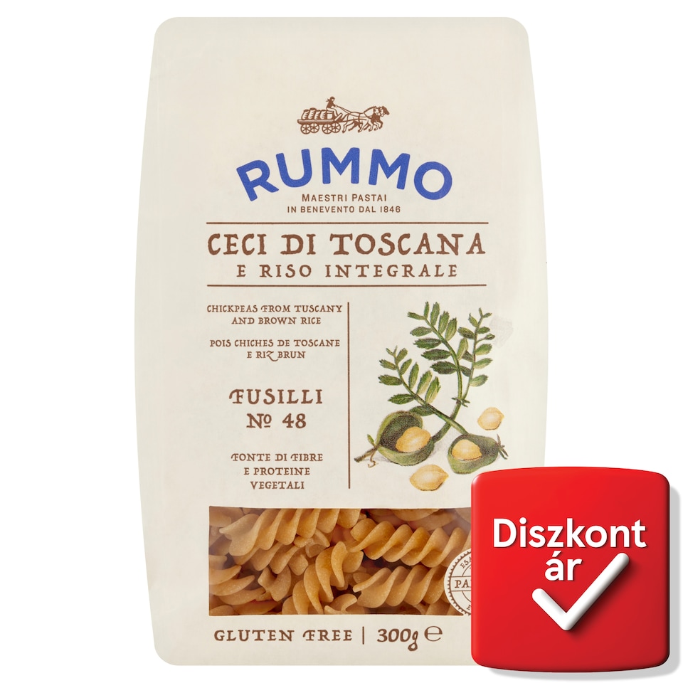 Rummo Fusilli száraztészta csicseriborsóból és barnarizsből 300 g