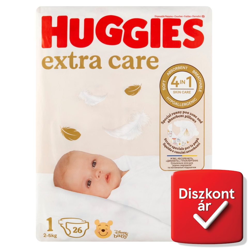 Huggies Extra Care 1, 2-5 kg, nadrágpelenka 26 db  1. kép