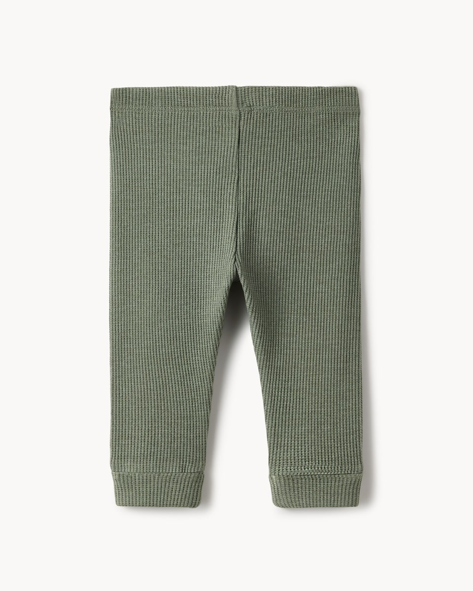 image 1 of F&F Baby 3-Pack Cotton Rich Ribbed Leggings in Green