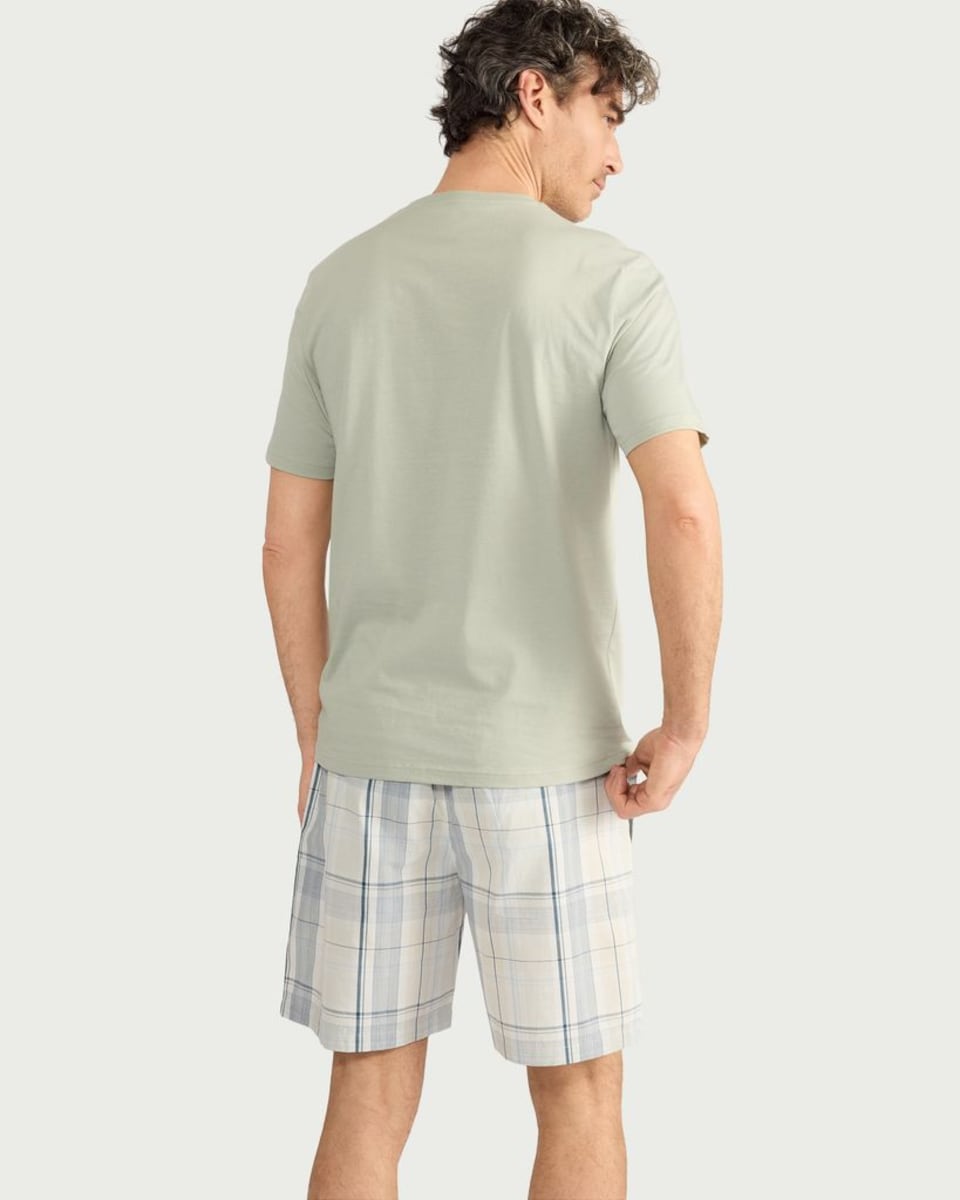 image 1 of F&F Pure Cotton Checked Short Pyjama Set in Multi