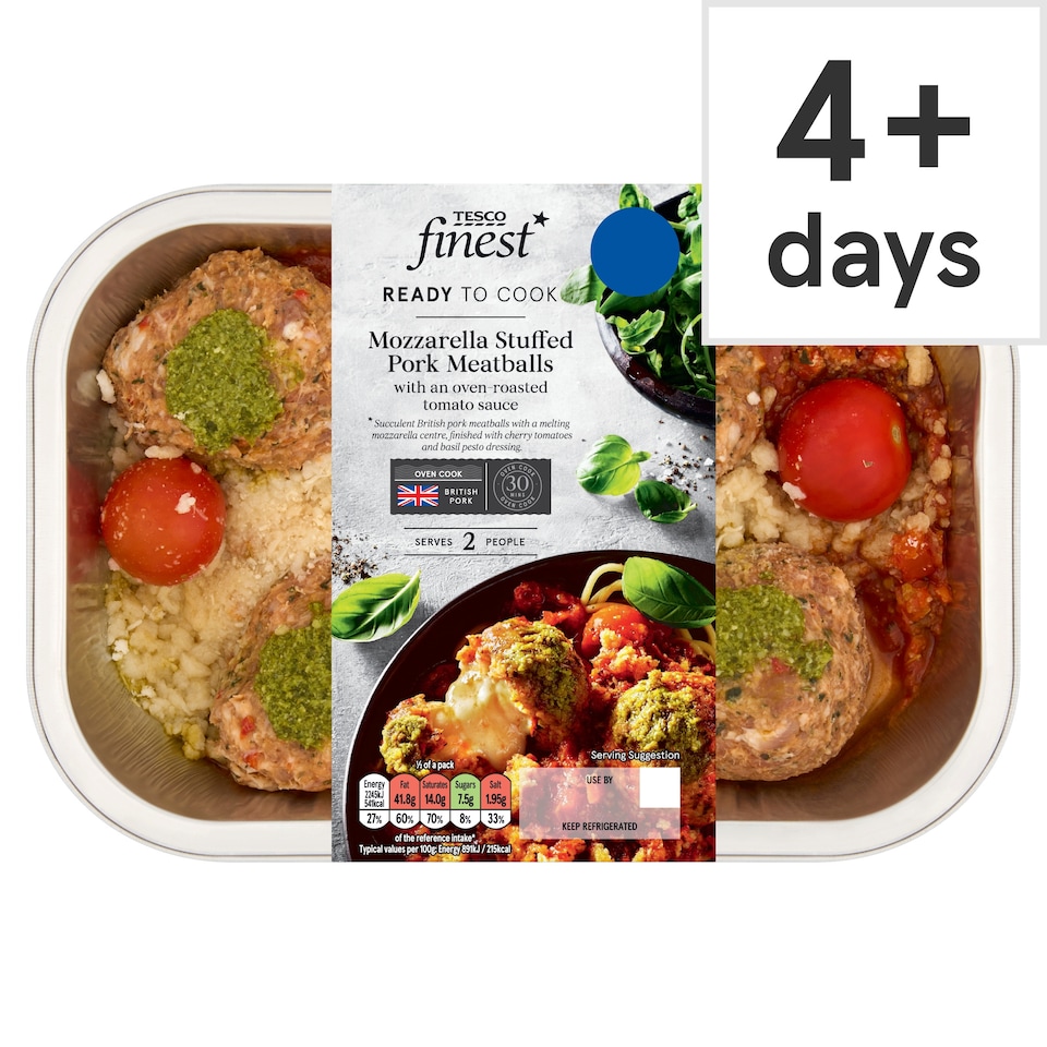 Tesco Finest Mozzarella Stuffed Pork Meatballs 530g