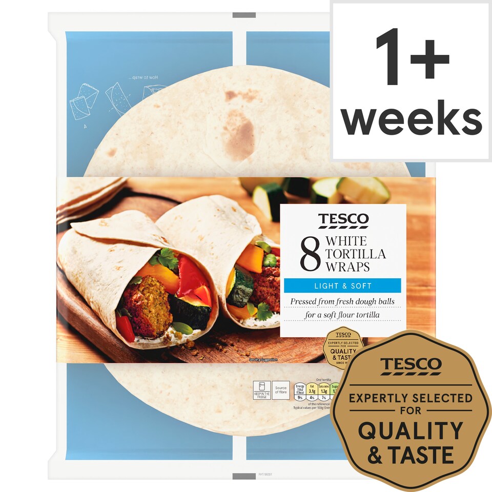 Tesco 8 Plain Tortilla Wraps Tesco Groceries