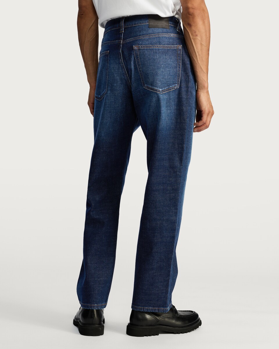 image 1 of F&F Cotton Rich Relaxed Straight Leg Jeans in Navy