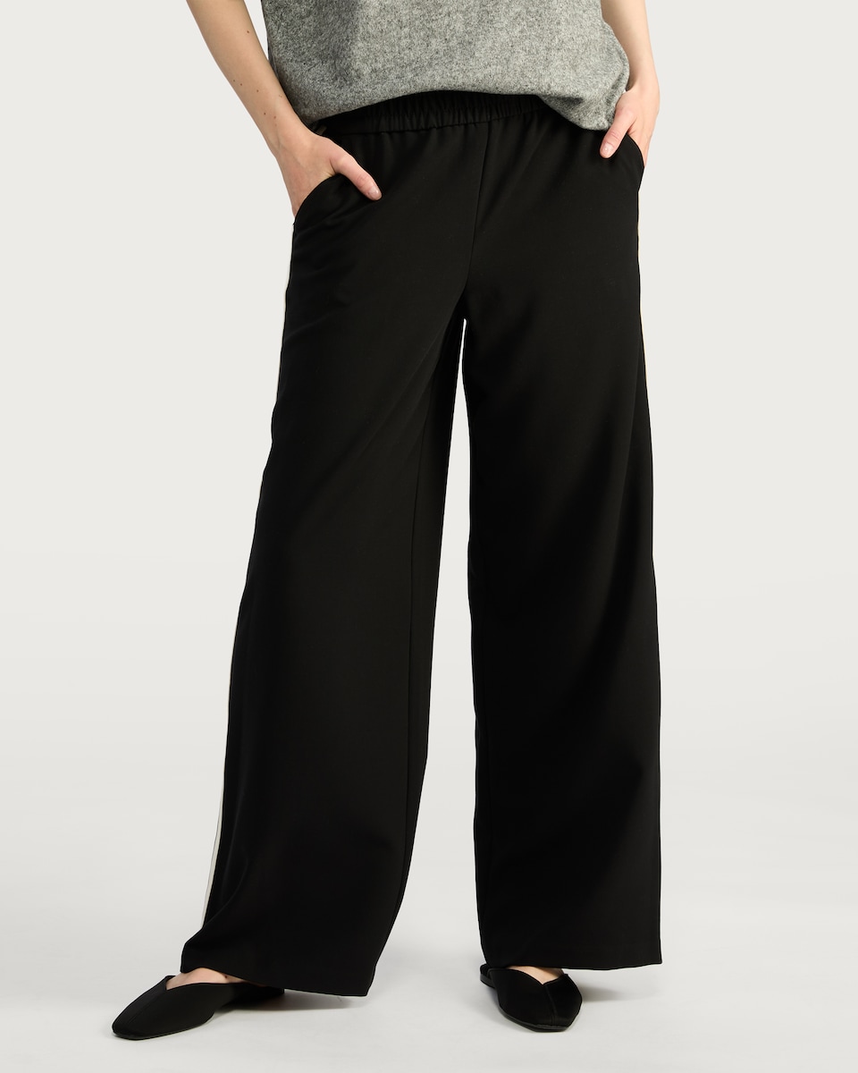 image 1 of The F&F Edit Side Stripe Wide Leg Trousers in Black