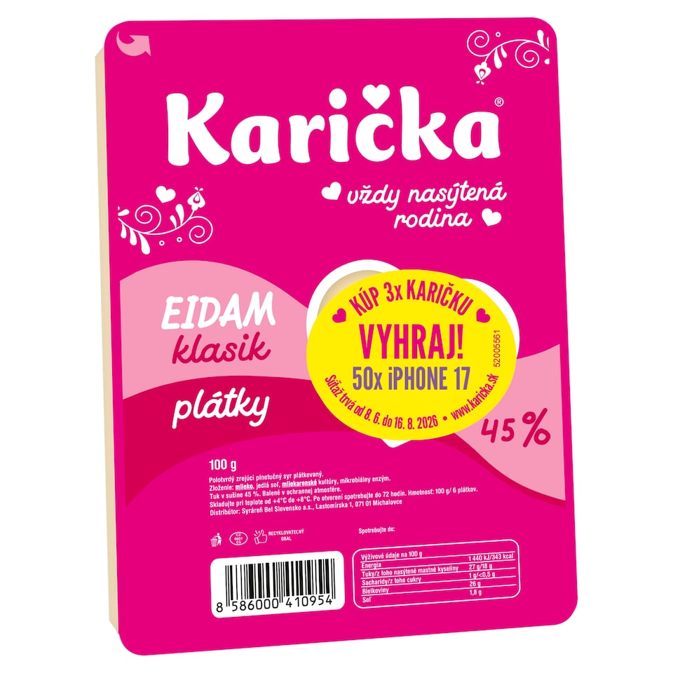 obrázok 1 z Karička Eidam 45 % plátky klasik 100 g