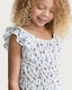image 2 of F&F Girls Floral Print Shirred Top in Multi White