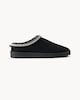 image 1 of F&F Faux Fur Lined Braided Mule Slippers in Black