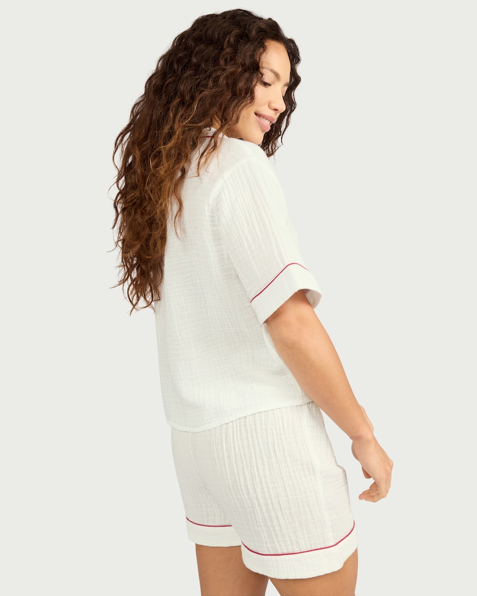 image 1 of F&F 2-Piece Pure Cotton Horseshoe Pyjama Set in Cream