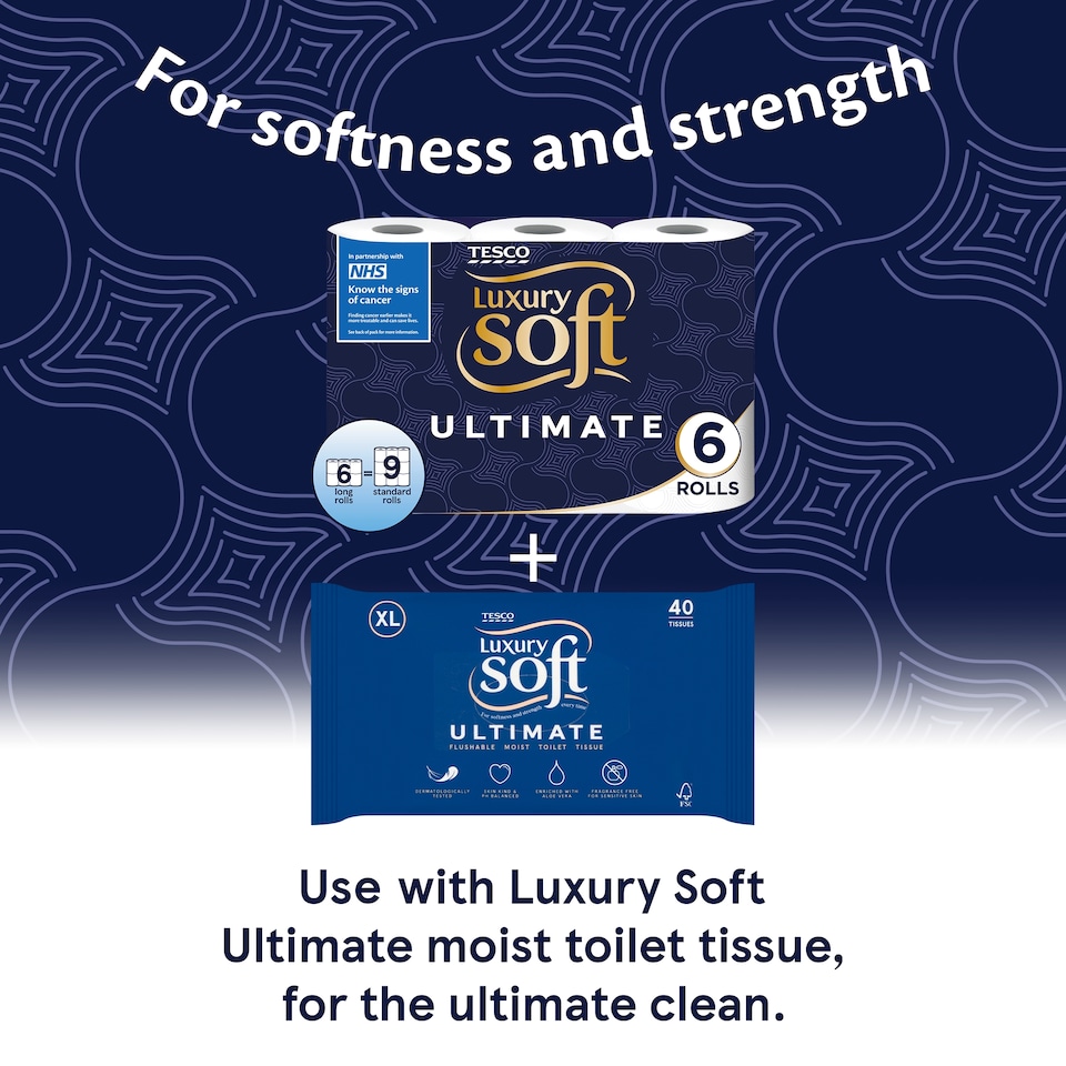 image 1 of Tesco Luxury Soft Ultimate toilet tissue 6 long Rolls