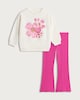 image 4 of F&F Girls 2-Piece Cotton Rich Floral Print Sweatshirt and Ribbed Leggings Set in Multi Pink