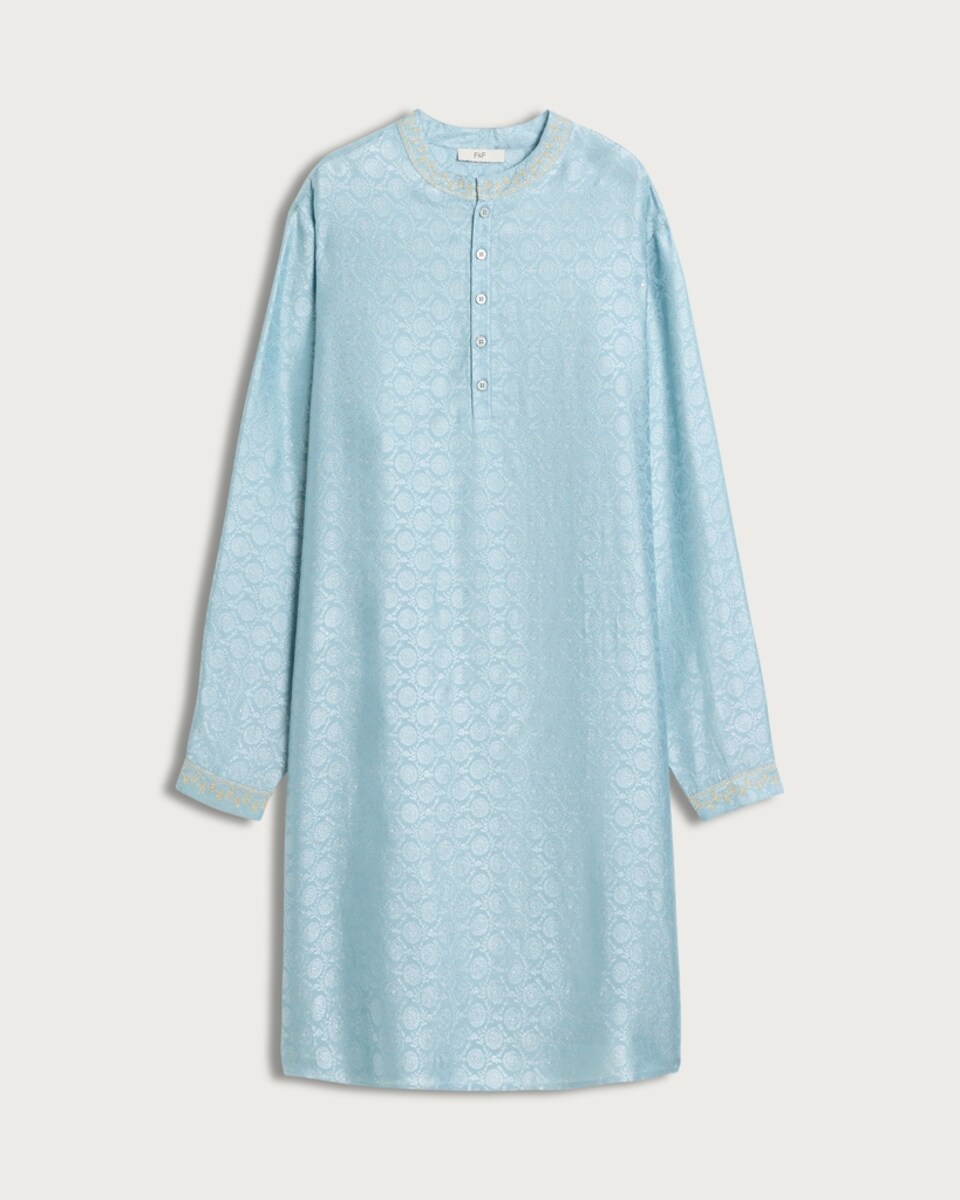 image 1 of F&F Patterned Long Sleeved Kurta in Mint