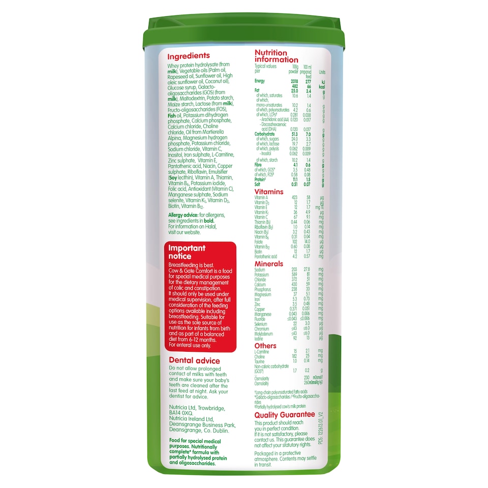 image 1 of Cow & Gate Comfort Baby Milk Formula Powder from Birth 800g