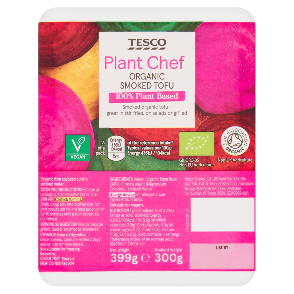 Tesco Plant Chef Organic Smoked Tofu 399g