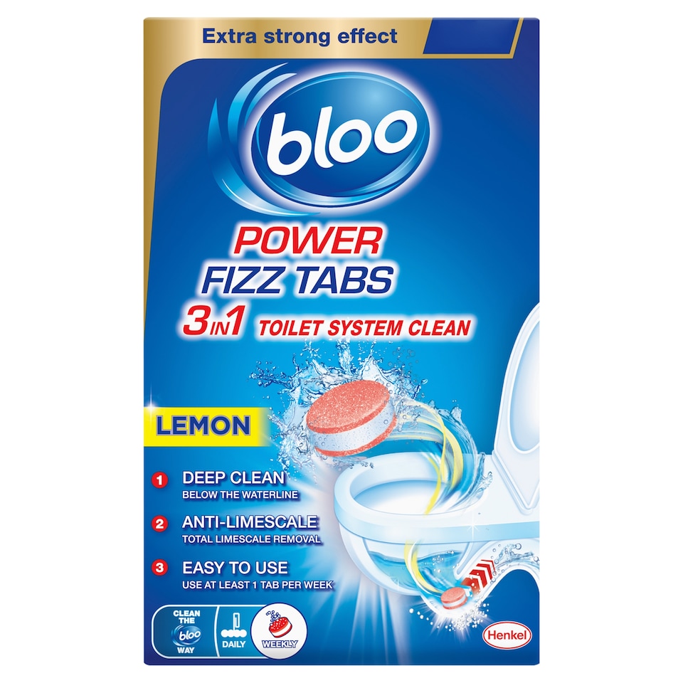 image 1 of Bloo Power Fizz Tabs 3 In 1 Toilet System Clean Lemon 8 x 22.5g