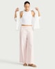 image 1 of F&F Pure Cotton Striped Wide Leg Trousers in Pink