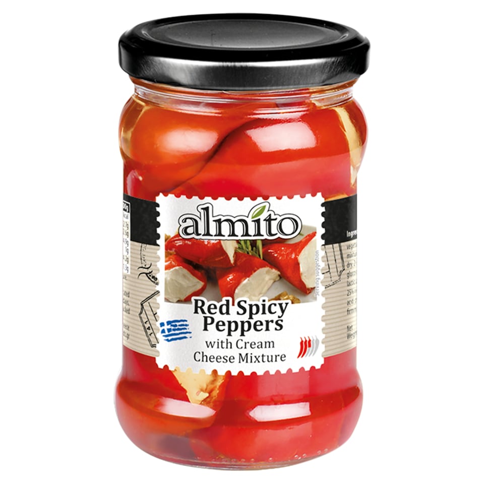 Almito Pikantní papriky plněné směsí ze smetanového sýru v řepkovém oleji 270g