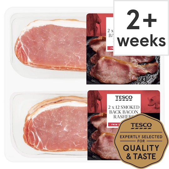 Tesco Smoked Twin Pack Back Bacon 2X360g Tesco Groceries