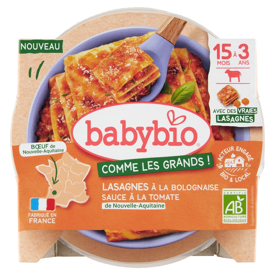 Babybio Bio celé boloňské lasagne s farmářským hovězím masem 200g