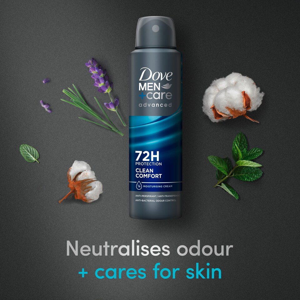 image 1 of Dove Men+Care Clean Comfort 72h Antiperspirant Deodorant 150ml
