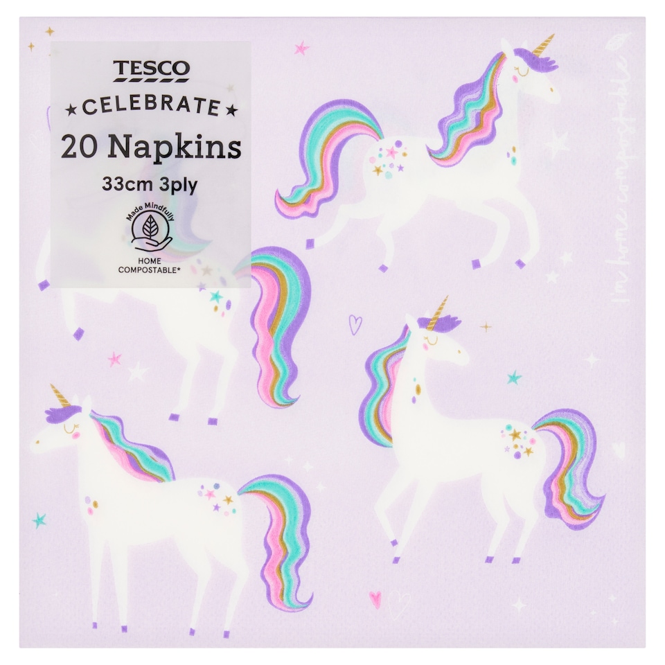 Tesco Unicorn Napkin 20 Pack