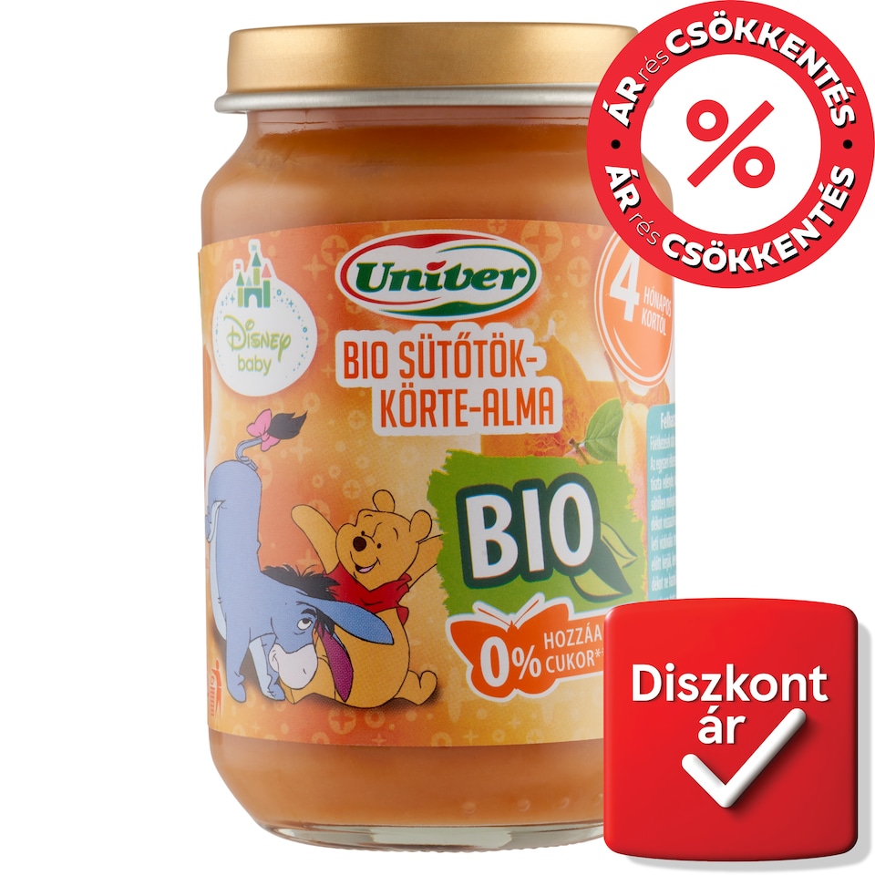Univer Disney Baby bio sütőtök-körte-alma bébidesszert 4 hónapos kortól 163 g  1. kép