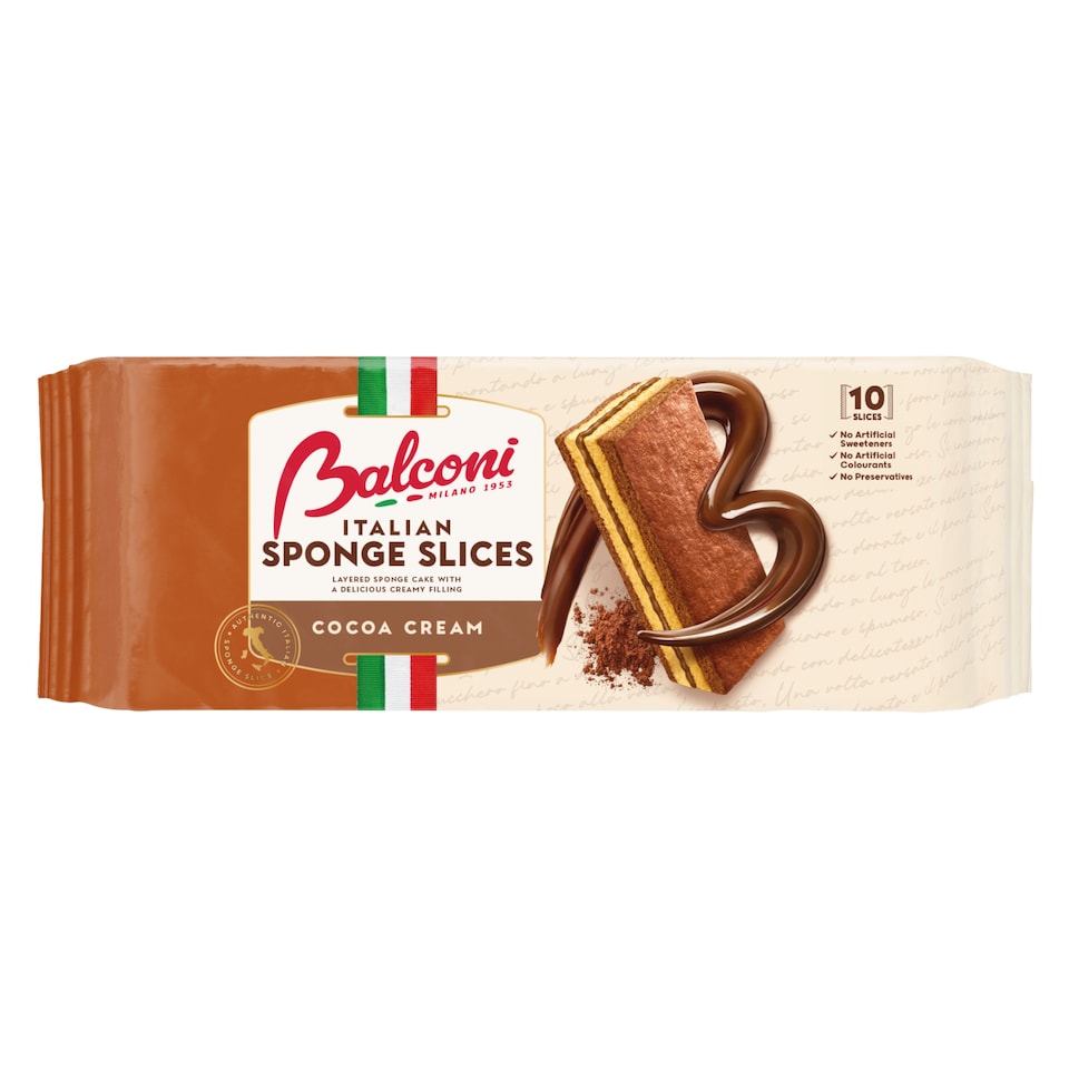 Balconi Italian Sponge Slices Cocoa Cream 10 x 28g