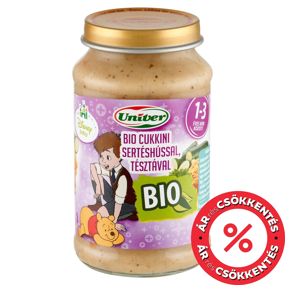 Univer bio cukkini sertéshússal tésztával bébiétel 12 hónapos kortól 220 g