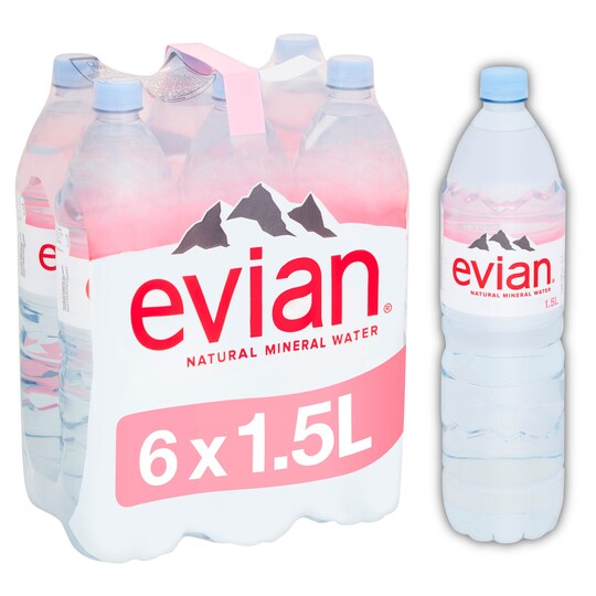 Evian Natural Mineral Water 6X1.5Ltr Tesco Groceries