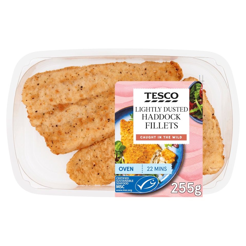 Tesco Lightly Dusted Haddock Fillets 255G