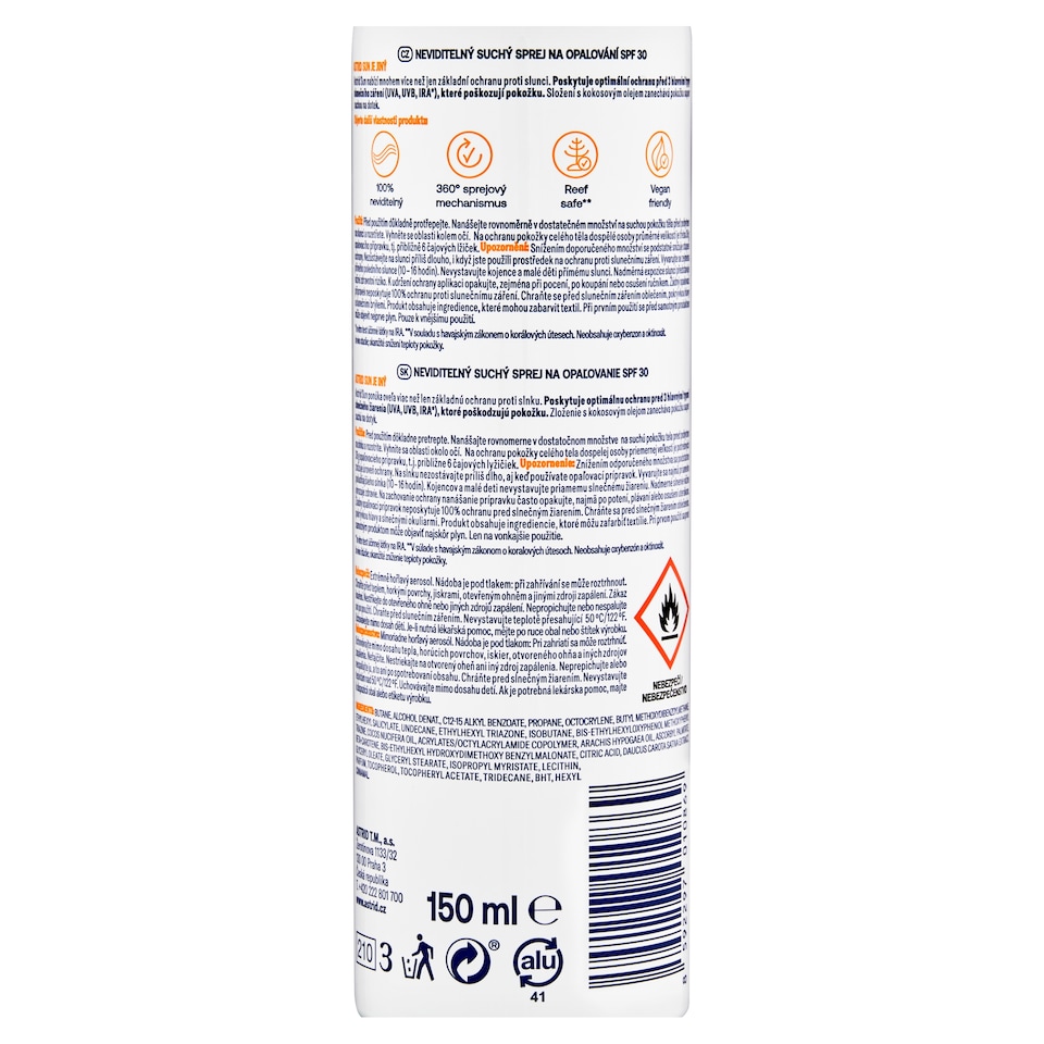 image 1 of Astrid Sun Coconut Love neviditeľný suchý sprej na opaľovanie SPF 30 150 ml