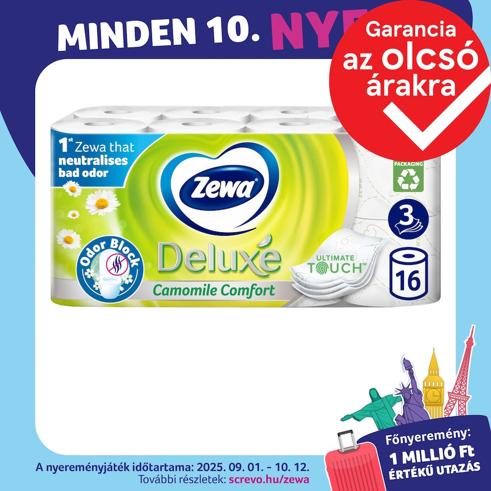 Zewa Deluxe Camomile Comfort toalettpapír 3 rétegű 16 tekercs 1. kép