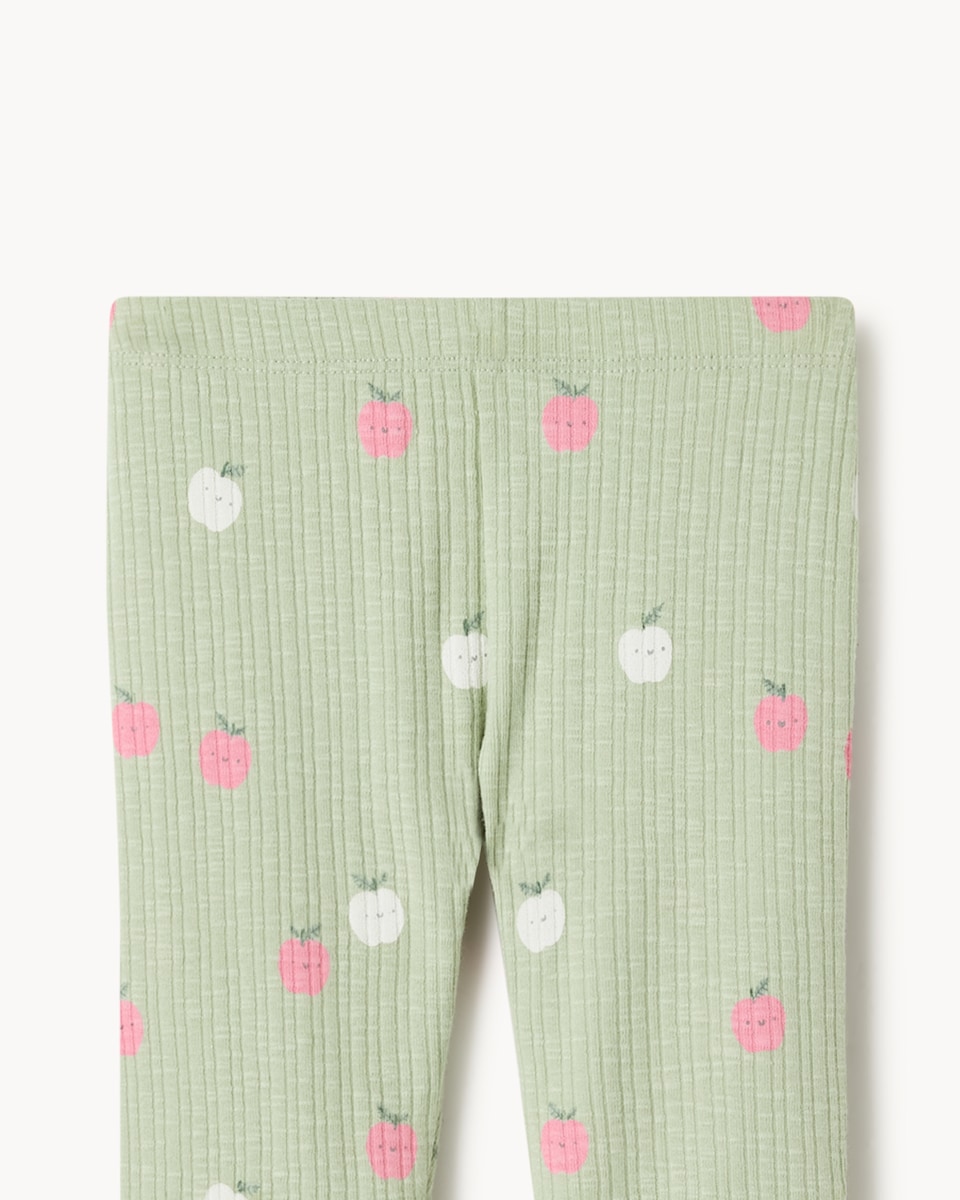 image 1 of F&F Baby Cotton Rich Frill Sweatshirt and Leggings Set in Green