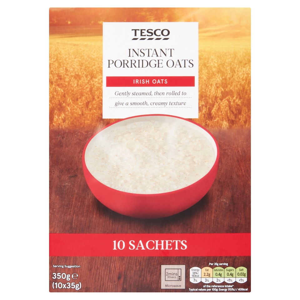 Tesco Natural Oats Porridge 10 X35g