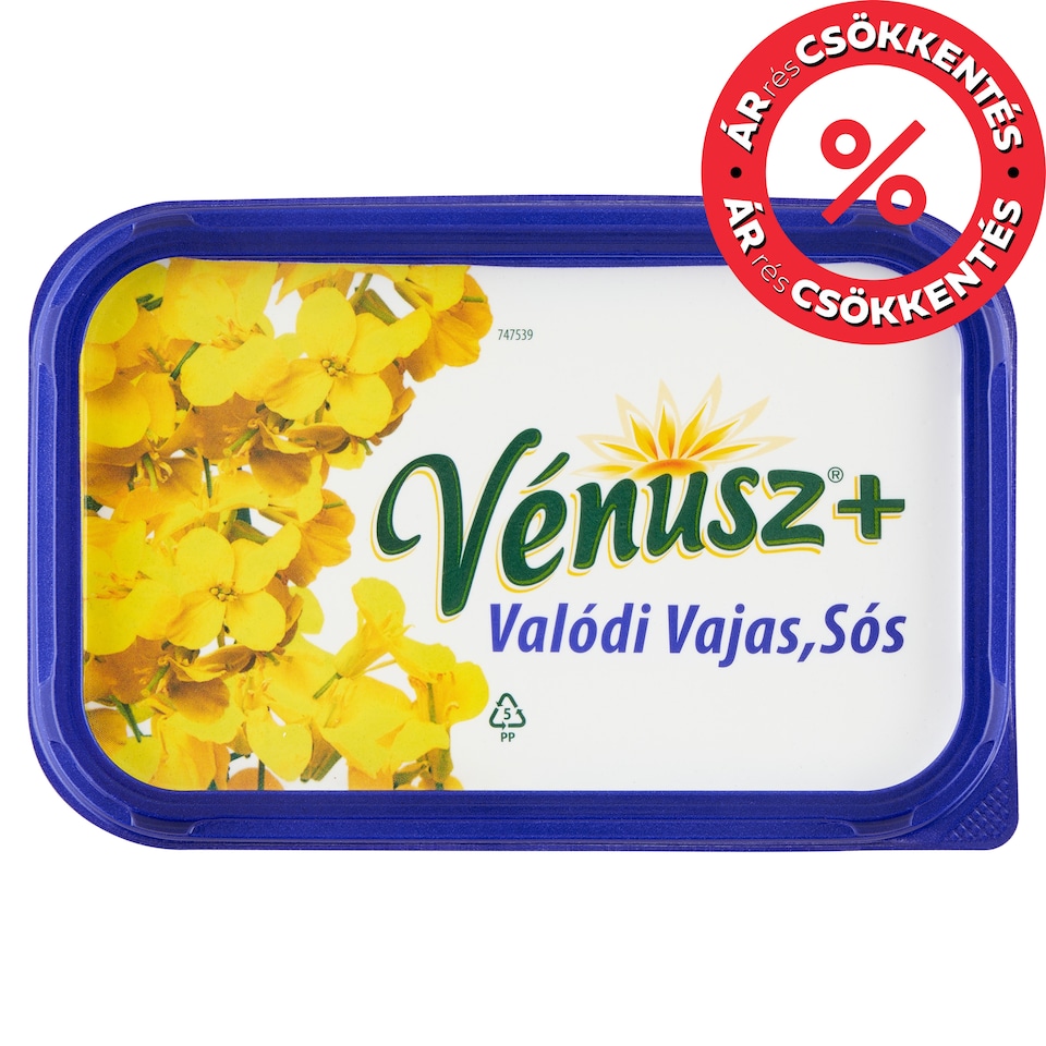 Vénusz+ Valódi Vajas, Sós 55% zsírtartalmú margarin 450 g 1. kép