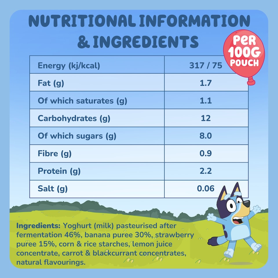 image 1 of Goodies Bluey Yogurt Banana & Strawberry Pouch 4x100g