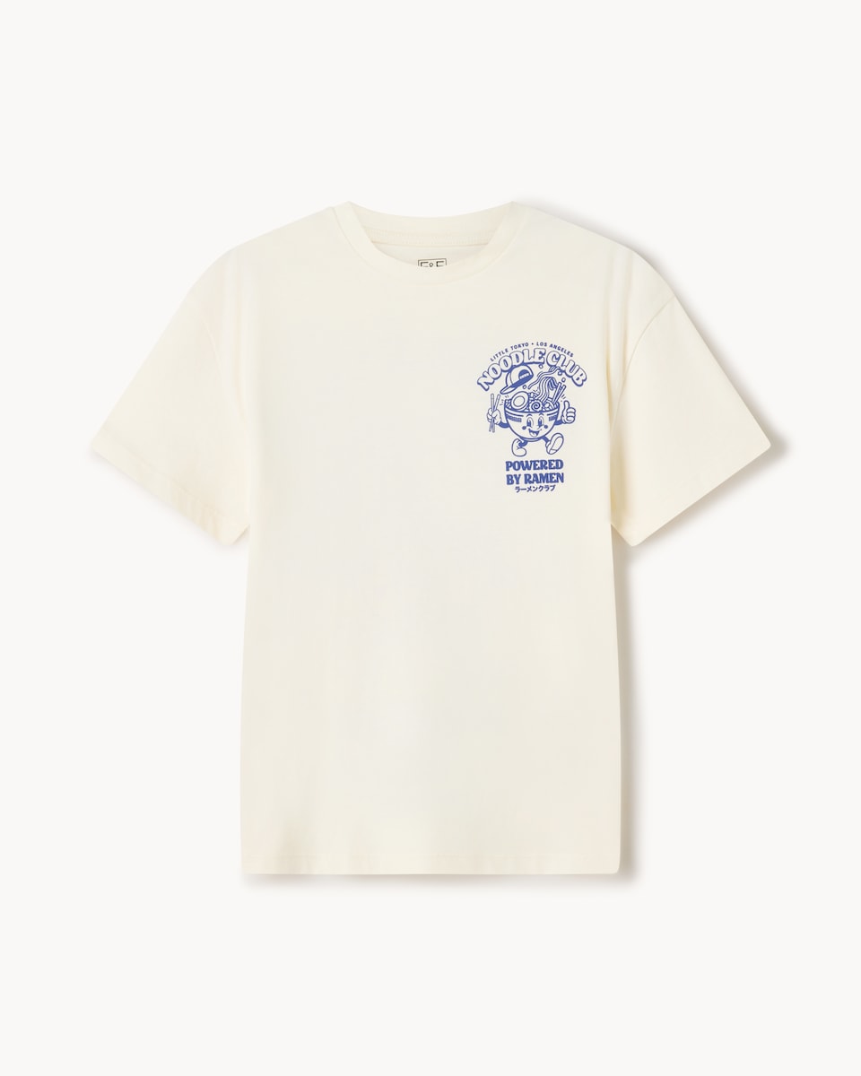 image 1 of F&F Boys Pure Cotton Noodle Club T-Shirt in White
