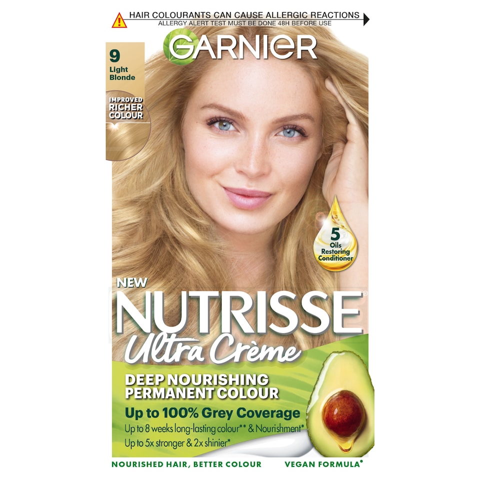 image 1 of Garnier Nutrisse Creme Permanent Hair Colour - 9 Light Blonde