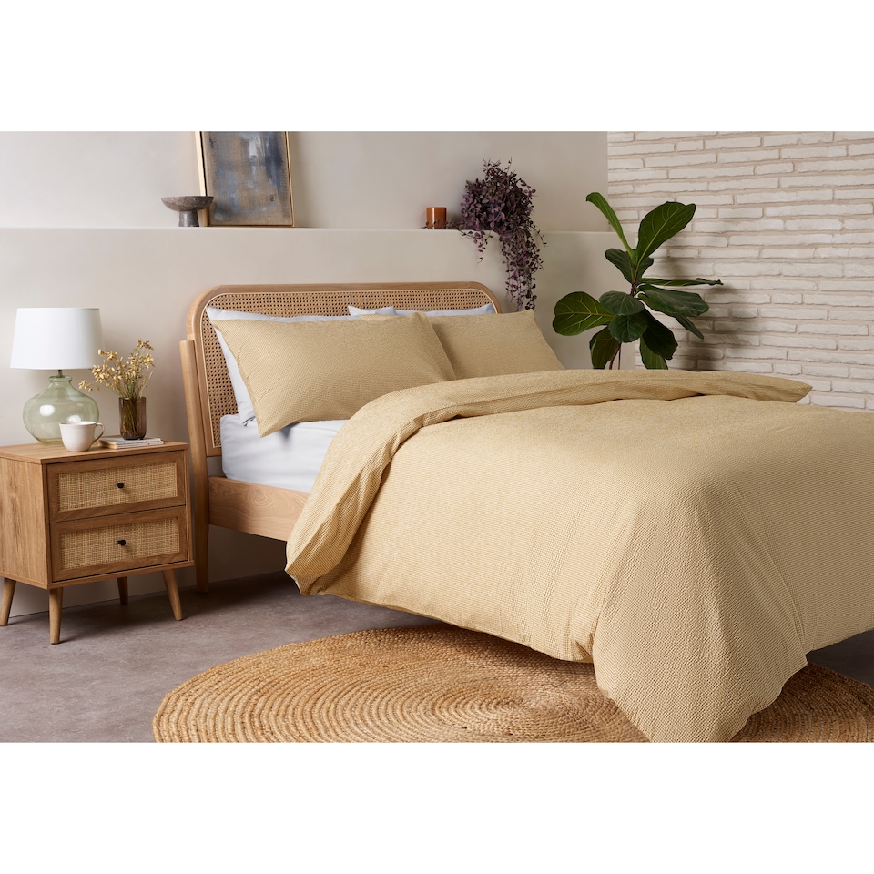 F&F Home Ochre Gingham Duvet Cover Set King