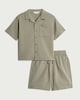 image 4 of F&F Boys 2-Piece Oversized Fit Shirt and Shorts Set in Khaki