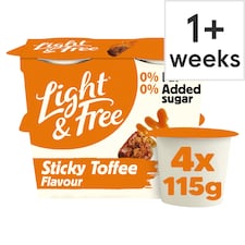Light & Free Sticky Toffee Greek Style Fat Free Yoghurt 4x115g
