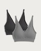 image 4 of F&F 2-Pack Seamfree Ribbed Triangle Crop Tops in Multi