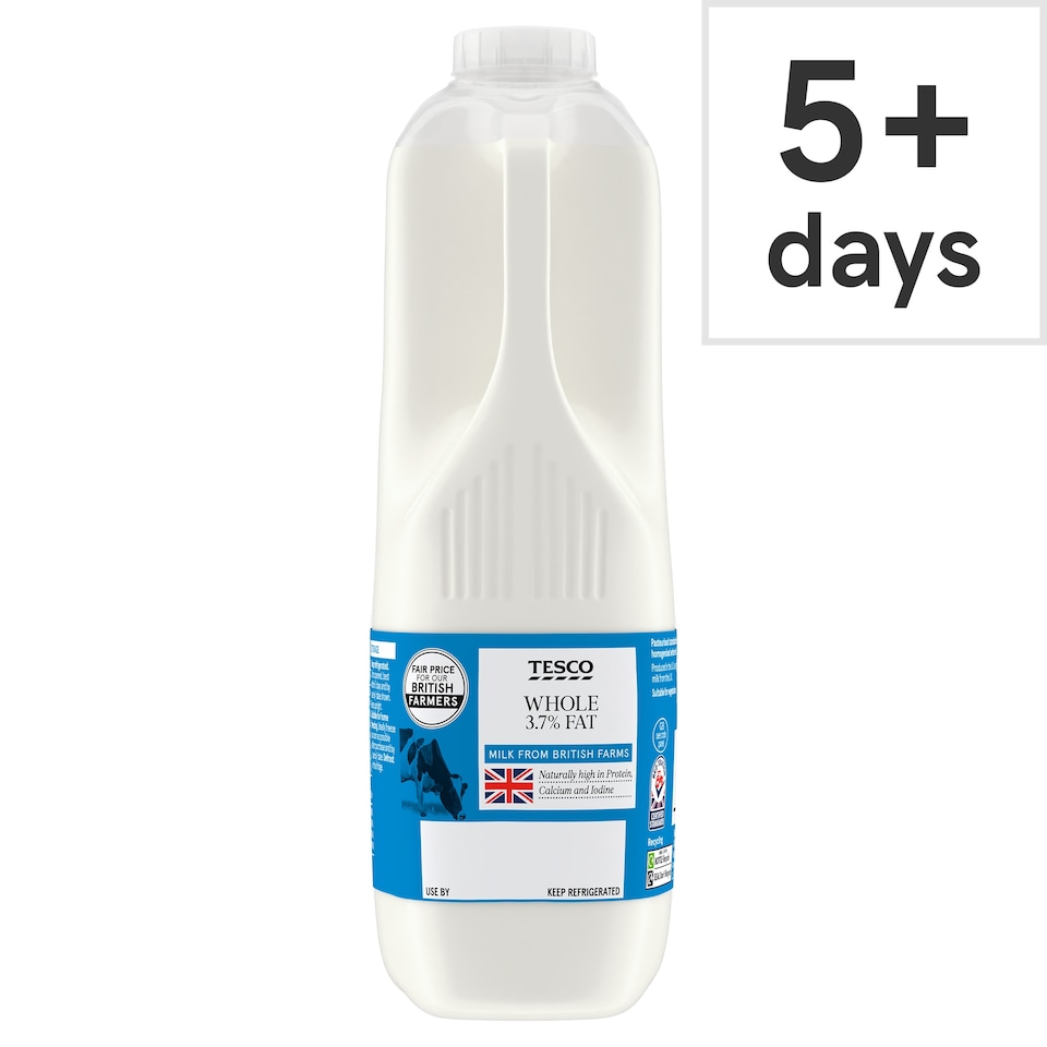 Tesco British Whole Milk 1.13L, 2 Pints