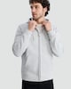image 1 of F&F Textured Zip Through Drawstring Hoodie with Cotton in Grey Marl
